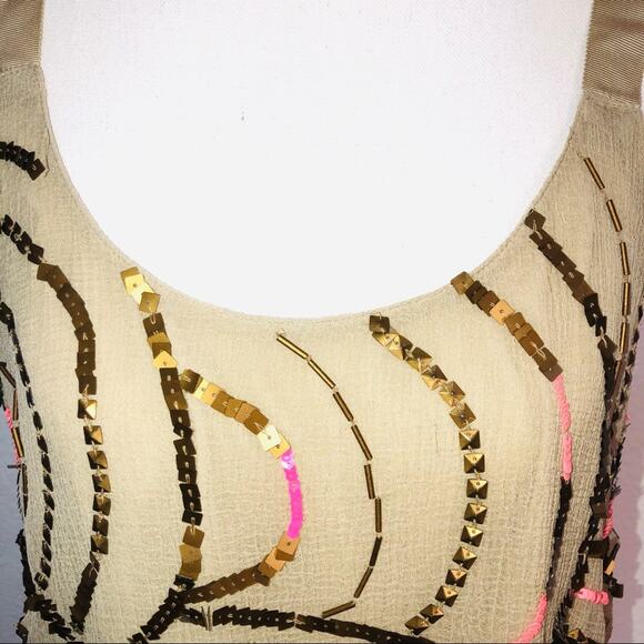 SALE! New Free People Tan Sequin Camisole Top XS - Picture 10 of 10